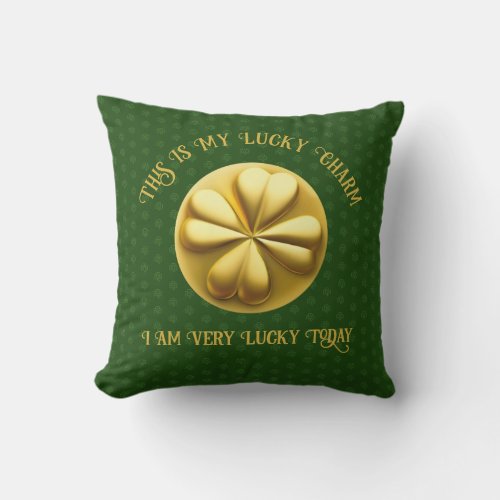Personalized Golden Shamrock St Patricks Day Throw Pillow