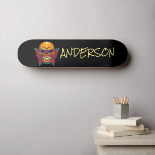 Personalized Golden Skull Skateboard