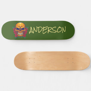 Personalized Golden Skull Skateboard