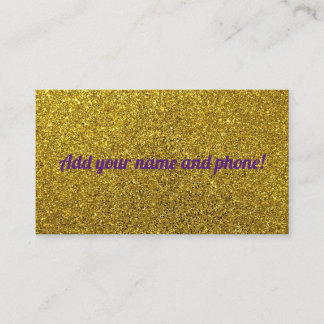 Personalized golden sparkling glitter business card