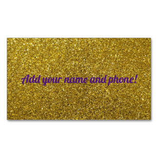 Personalized golden sparkling glitter business card magnet
