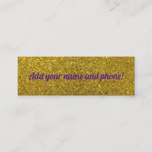 Personalized golden sparkling glitter calling card