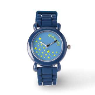Personalized Golden Stars and Moon Blue