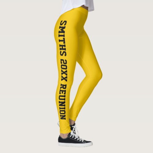 Personalized Golden Sunshine Yellow Family Reunion Leggings