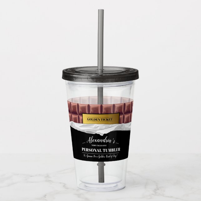 Personalized Golden Ticket Chocolate Bar Acrylic Tumbler (Front)
