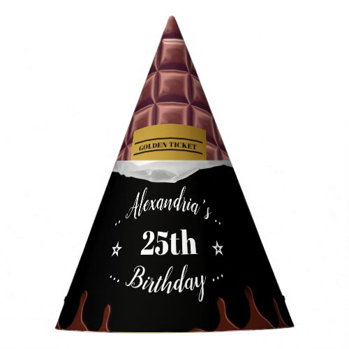 Personalized Golden Ticket Chocolate Bar Birthday Party Hat