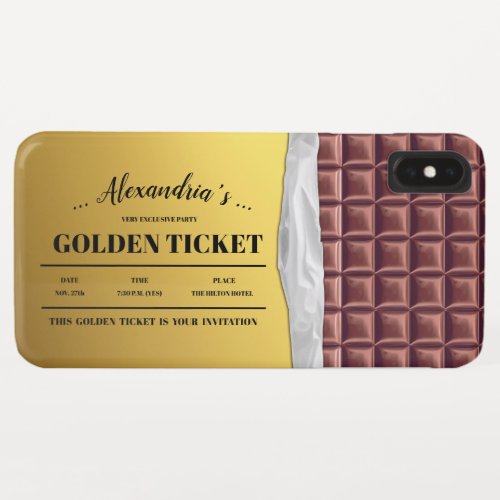 Personalized Golden Ticket Chocolate Bar iPhone XS Max Case