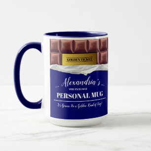 Personalized Golden Ticket Chocolate Bar Mug