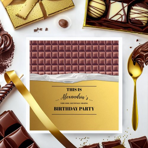 Personalized Golden Ticket Chocolate Bar Party Napkins