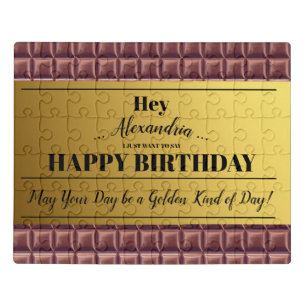 Personalized Golden Ticket Chocolate Birthday Jigsaw Puzzle