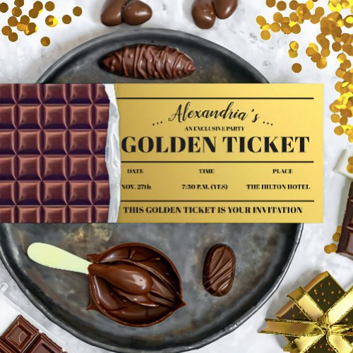Personalized Golden Ticket Chocolate Invitation