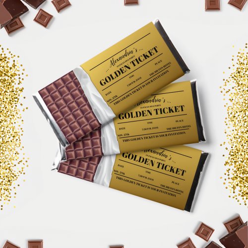 Personalized Golden Ticket Chocolate Invitation Hershey Bar Favors