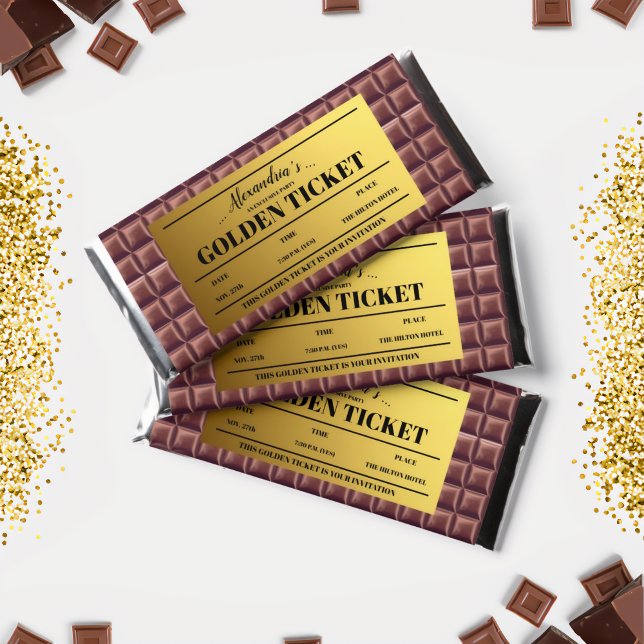 Personalized Golden Ticket Chocolate Invitation  Hershey Bar Favors (Creator Uploaded)