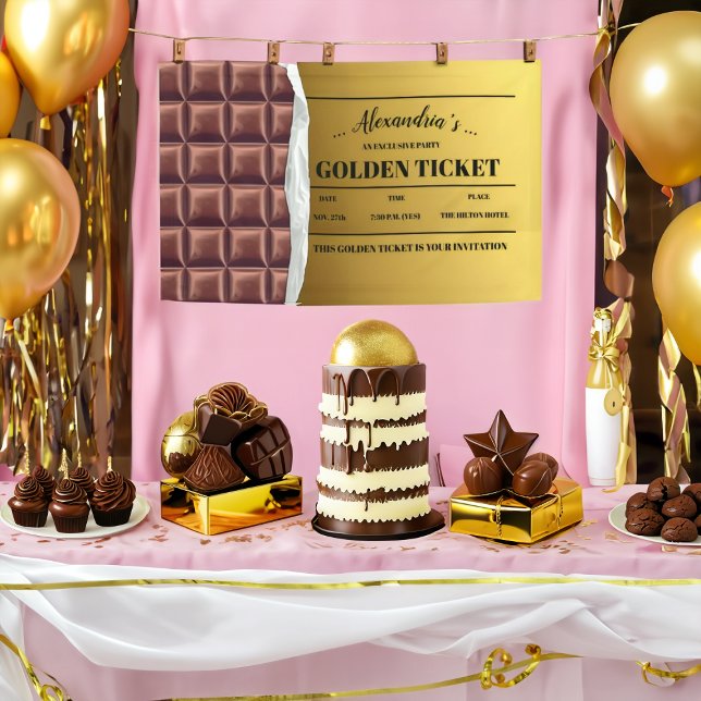 Personalized Golden Ticket Chocolate Party Banner (Creator Uploaded)