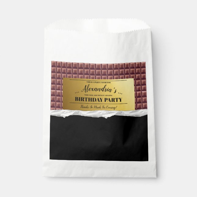 Personalized Golden Ticket Chocolate Party Favor Bag (Front)
