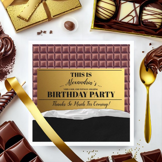 Personalized Golden Ticket Chocolate Party Napkins (Creator Uploaded)