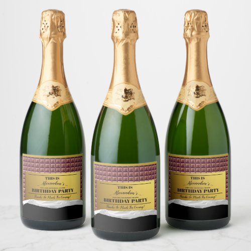 Personalized Golden Ticket Chocolate Party Sparkling Wine Label