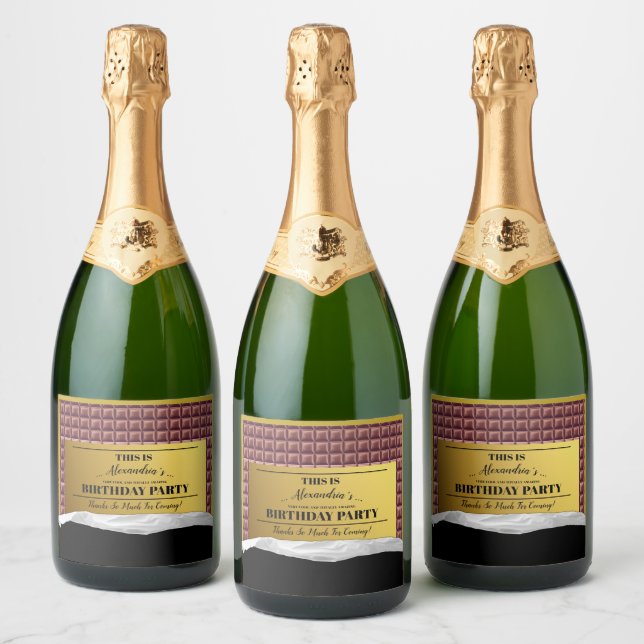 Personalized Golden Ticket Chocolate Party Sparkling Wine Label (Bottles)
