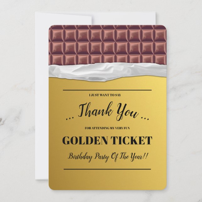 Personalized Golden Ticket Chocolate Thank You Card (Front)