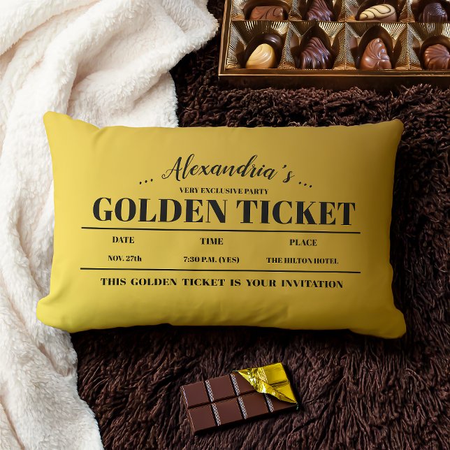 Personalized Golden Ticket  Lumbar Pillow (Creator Uploaded)