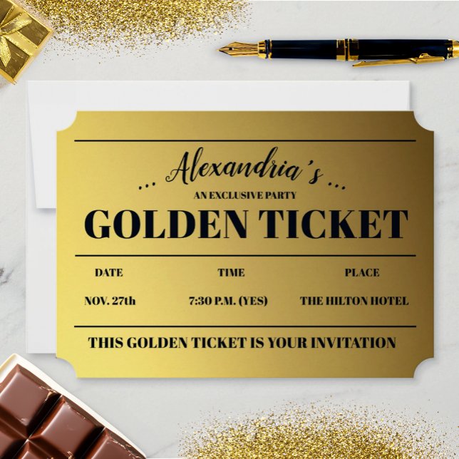 Personalized Golden Ticket Party Invitation (Creator Uploaded)