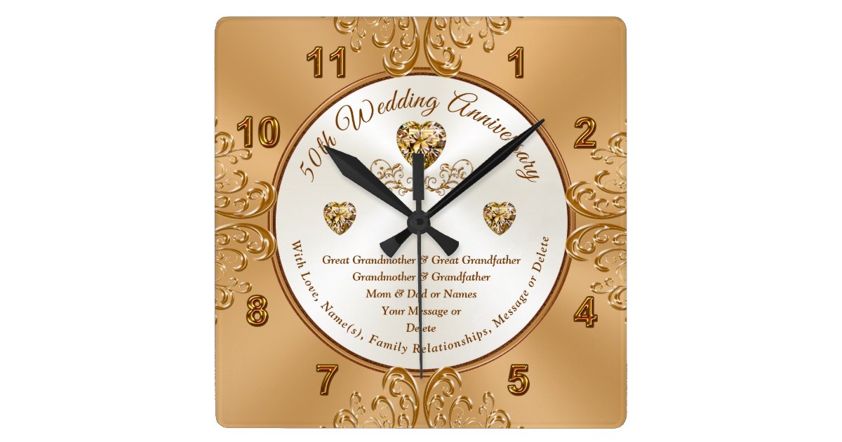 Personalized Golden Wedding Anniversary Clocks Zazzle