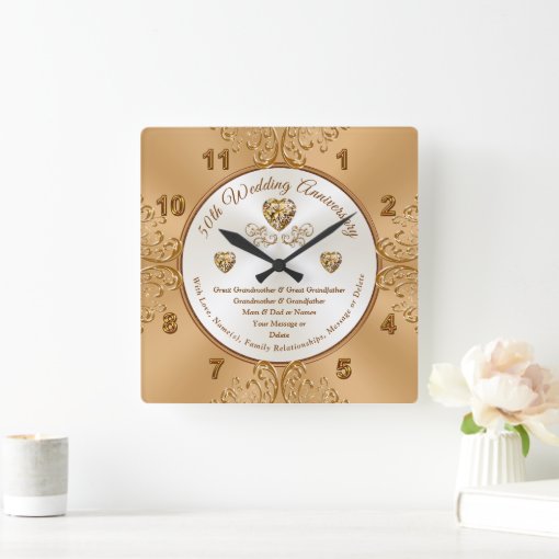 Personalized Golden Wedding Anniversary Clocks Zazzle