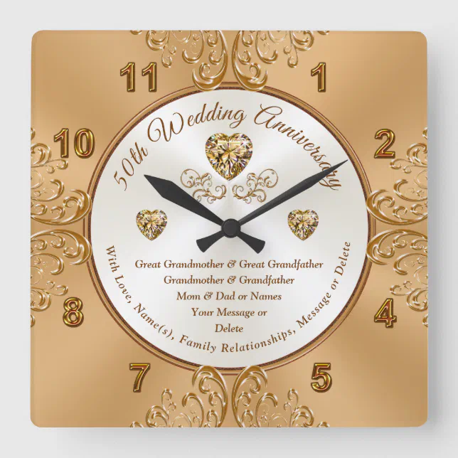 Personalized Golden Wedding Anniversary Clocks Zazzle