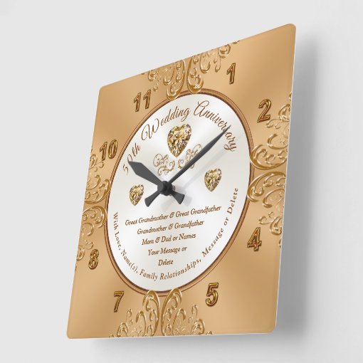 Personalized Golden Wedding Anniversary Clocks Zazzle