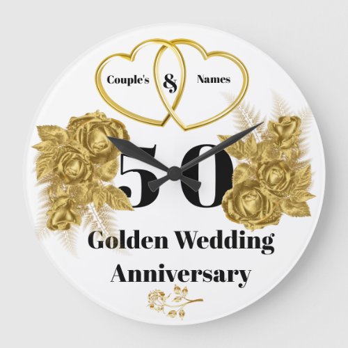 Personalized Golden Wedding Anniversary Gift Clock