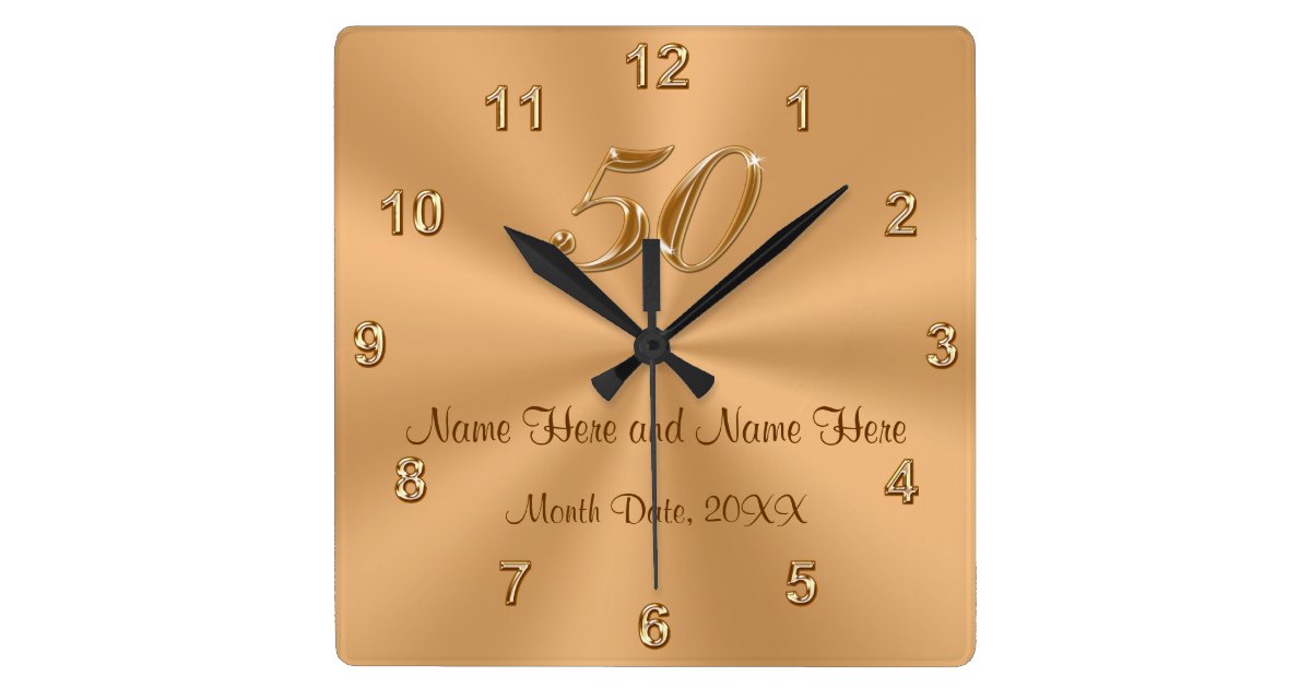 Personalized Golden Wedding Anniversary Gift Clock  