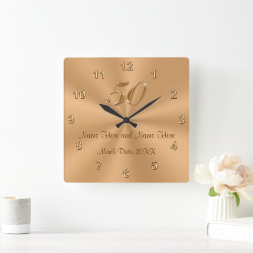 Personalized Golden Wedding Anniversary Gift Clock Zazzle
