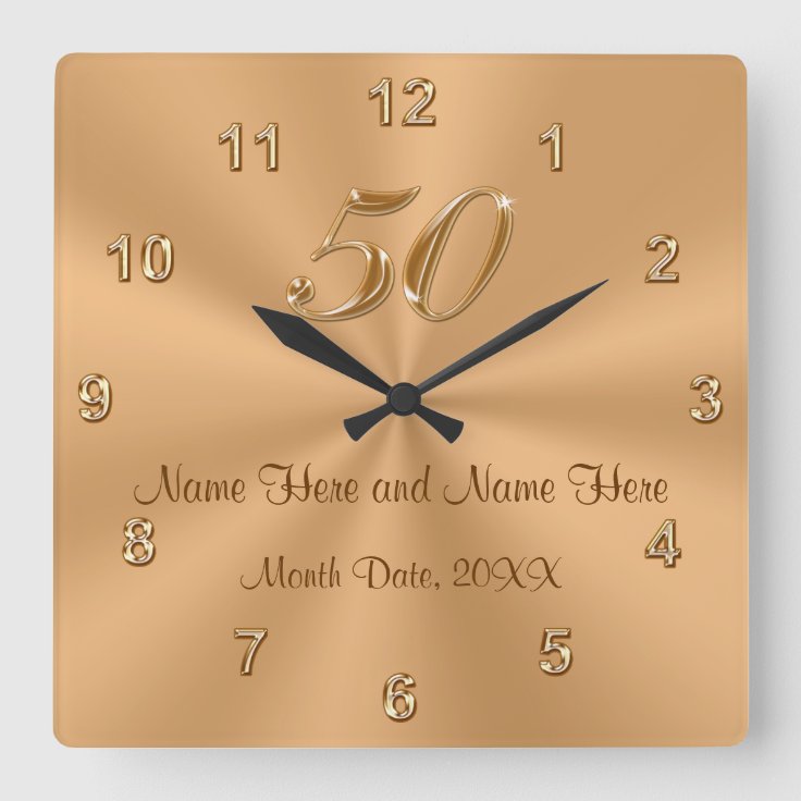 Personalized Golden Wedding Anniversary Gift Clock Zazzle