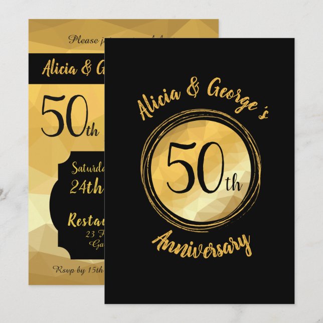 Personalized golden wedding anniversary invitation (Front/Back)