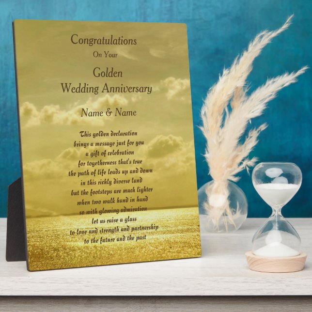 Personalized Golden Wedding Anniversary Poem Plaque (Side)