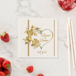 Personalized Golden Wedding Napkins