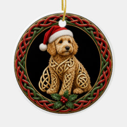Personalized Goldendoodle Celtic Knot Christmas Ceramic Ornament