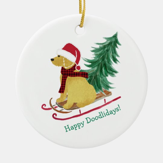 Personalized Goldendoodle Christmas Sled Ceramic Ornament  Zazzle.com
