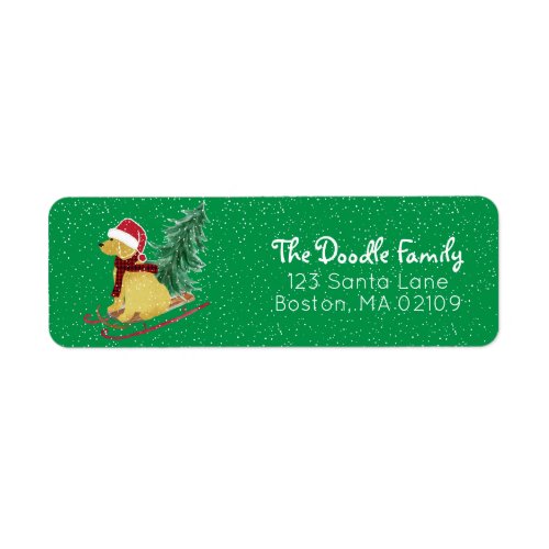 Personalized Goldendoodle Christmas Sled Label