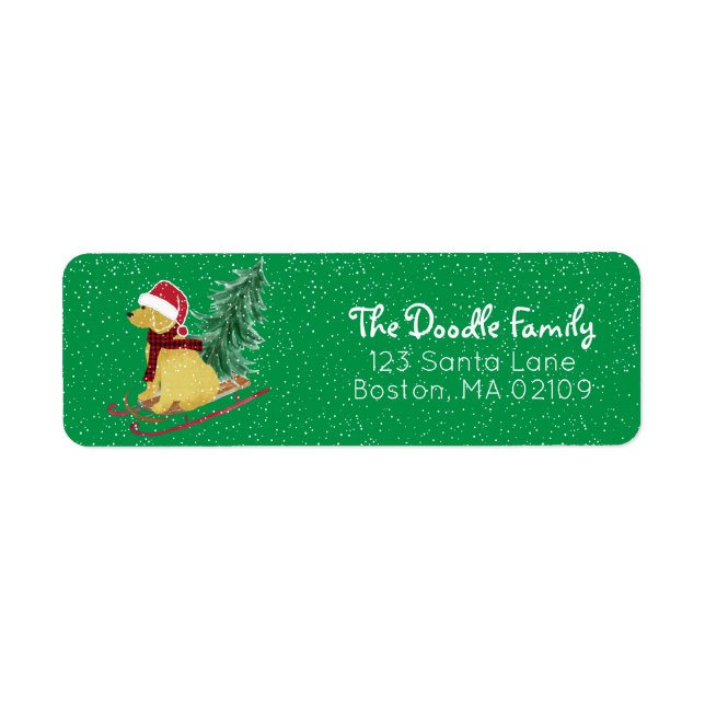Personalized Goldendoodle Christmas Sled Label (Front)