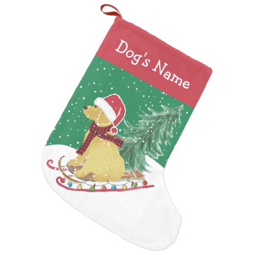 Personalized Goldendoodle Christmas Snow Sled Small Christmas Stocking