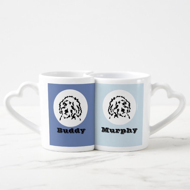 personalized Goldendoodle coffee mug duo (Back Nesting)