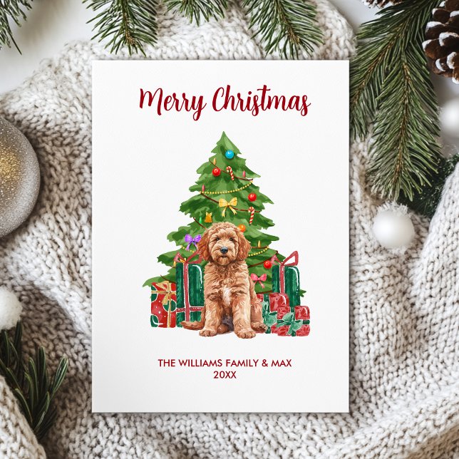 Personalized Goldendoodle Dog Family Christmas Holiday Card (Creator Uploaded)