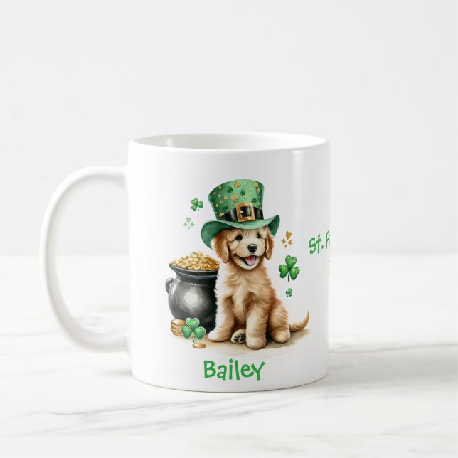 Personalized Goldendoodle St. Patty's Day Mug (Left)