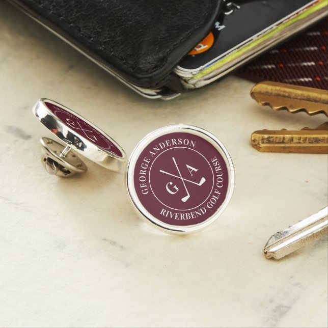 Personalized Golf Accessory Custom Golf Monogram Lapel Pin (In Situ)