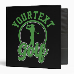 Personalized Golf ADD NAME Retro Pro Golfer Swing 3 Ring Binder