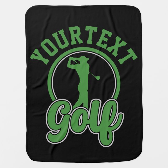 Personalized Golf ADD NAME Retro Pro Golfer Swing Baby Blanket (Front)