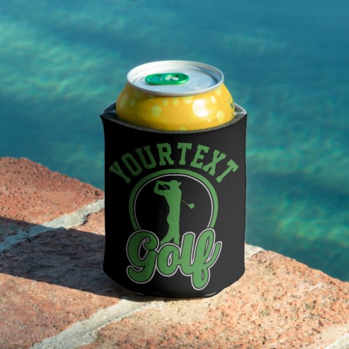 Personalized Golf ADD NAME Retro Pro Golfer Swing Can Cooler