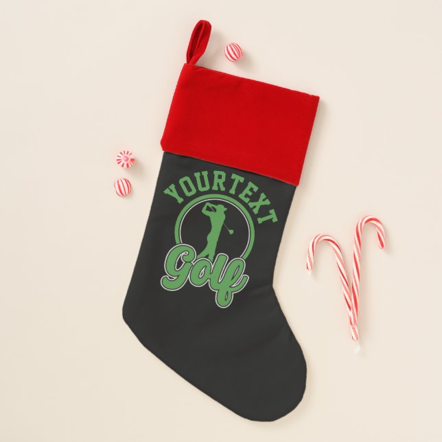 Personalized Golf ADD NAME Retro Pro Golfer Swing Christmas Stocking (Front)