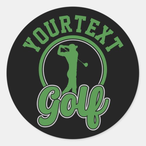 Personalized Golf ADD NAME Retro Pro Golfer Swing Classic Round Sticker